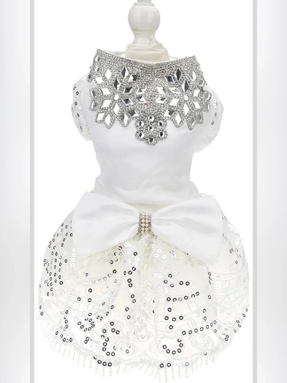 Sparkling Rhinestone Dog Wedding Party Dress Tutu Skirt Luxury Lace Size XL